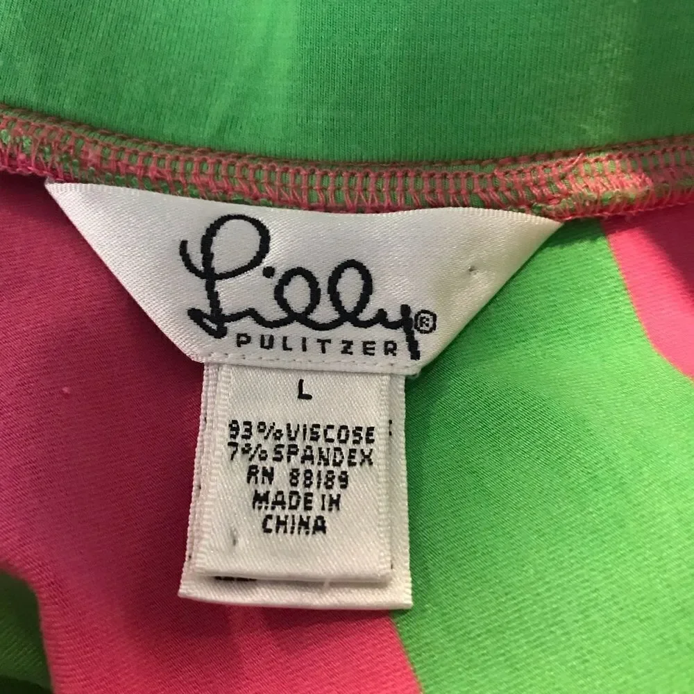 Lilly Pulitzer Skirt Women’s Size Large Grass Green & Sailor Pink Striped